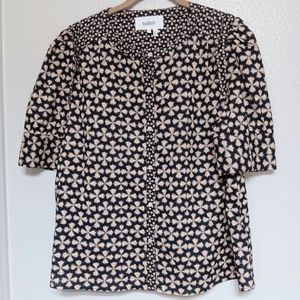 ba&sh Colette cotton print button down top, L